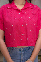 Juniper Lamora Pink Heart Sprinkles Boxy Shirt Top | Grocsy