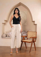 Juniper Lamora Women? Beige Wide-Leg Palazzo With Utility Pockets | Grocsy