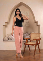Juniper Lamora Women? Peach Wide-Leg Palazzo With Utility Pockets | Grocsy