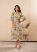 Juniper Lamora Pastel Floral A-Line Midi Dress | Grocsy