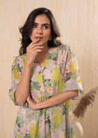Juniper Lamora Pastel Floral A-Line Midi Dress | Grocsy