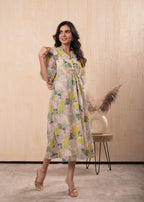 Juniper Lamora Pastel Floral A-Line Midi Dress | Grocsy