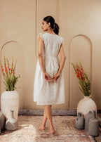 Juniper Lamora Cotton Midi Dress With Ruffled Sleeves | Grocsy