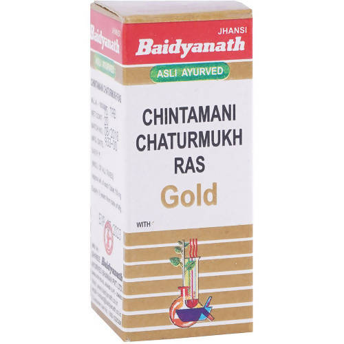 Baidyanath Jhansi Chintamani Chaturmukh Ras With Gold | Grocsy