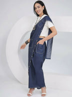 Joban Fashion Off White Cotton Denim Skirt Drape With Top | Grocsy