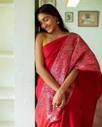 DEIANA'S Beautiful Designer Golden zari Soft Lichi Silk Saree - Red | Grocsy