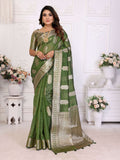 Aastha Fashion Mehndi Soft Organza Silk Weaving Saree | Grocsy