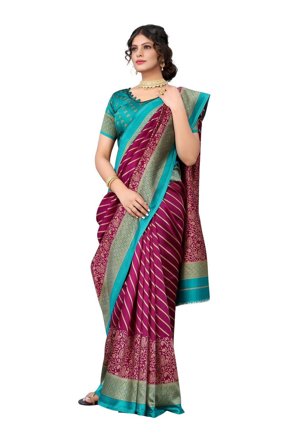Vamika Purple Printed Art Silk Saree | Grocsy