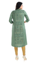 Snehal Creations Pleasing Pista Green Rayon Print Long Kurta For Women | Grocsy