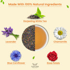 TEAFORA Lavender Rose White Tea | Darjeeling Silver Needles White Loose Leaf Tea Blended with Lavender, Rose Petals, Chamomile & Blue Cornflower | Grocsy