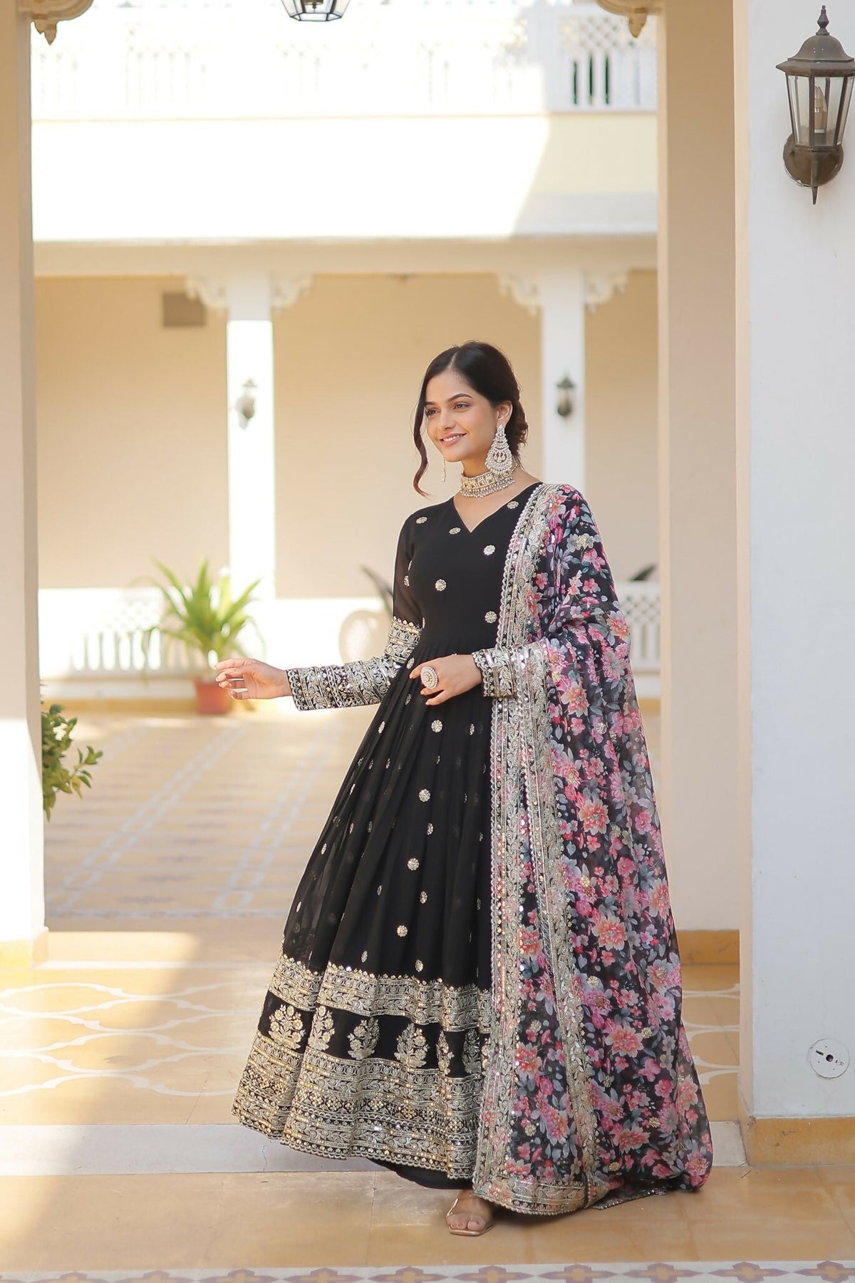Joban Fashion Black Georgette Sequence Embroidery Work Kurta Set | Grocsy