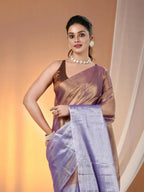 Exclusive Collection Beautiful Copper Tissue Silk Hand Weaving Handloom Saree With Running Blouse Piece | Grocsy
