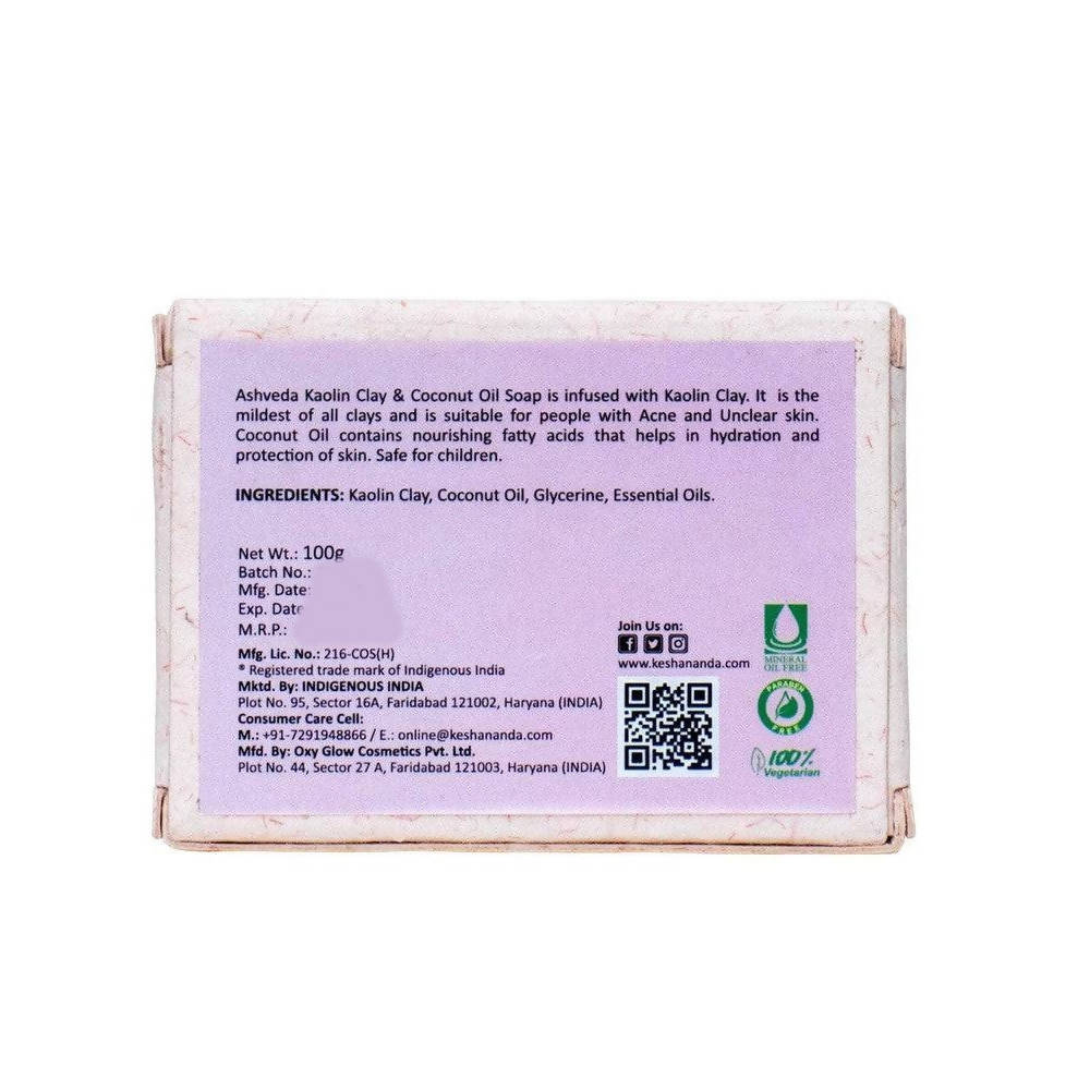 Keshananda Ashveda Kaolin Clay & Coconut Oil Soap | Grocsy