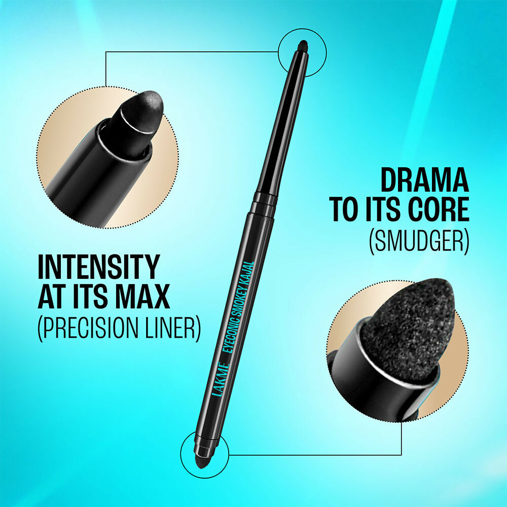 Lakme 9-5 Eyeconic Smokey Kajal - Black | Grocsy