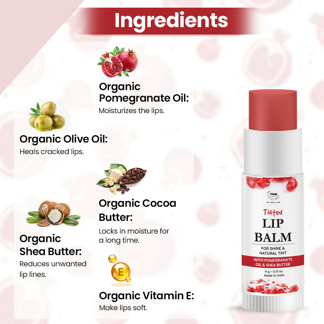 The Natural Wash Moisturizing Pomegranate Tinted Lip Balm | Grocsy