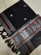DEIANA'S Beautiful Designer Golden zari Soft Lichi Silk Saree - Black | Grocsy