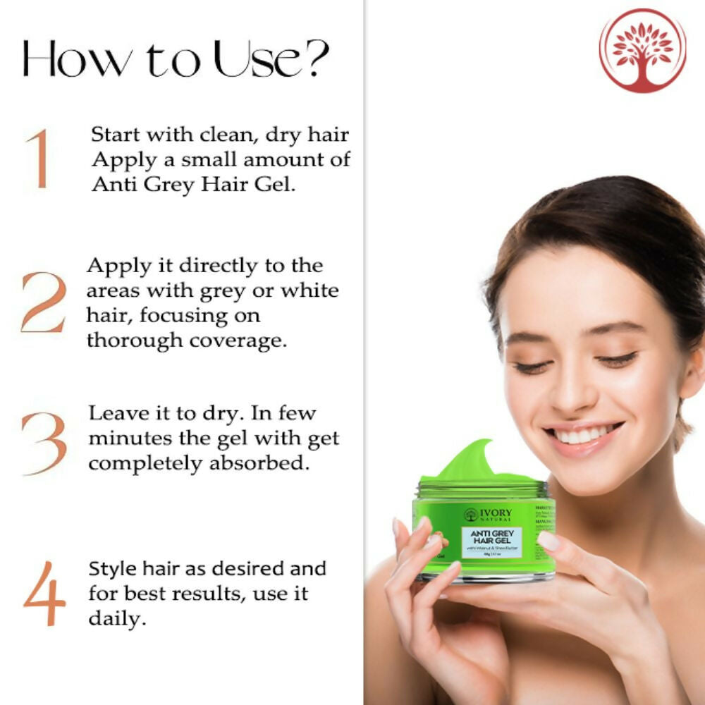 Ivory Natural Grey Gel For Hair Restore Natural Dark Shine And Luster | Grocsy