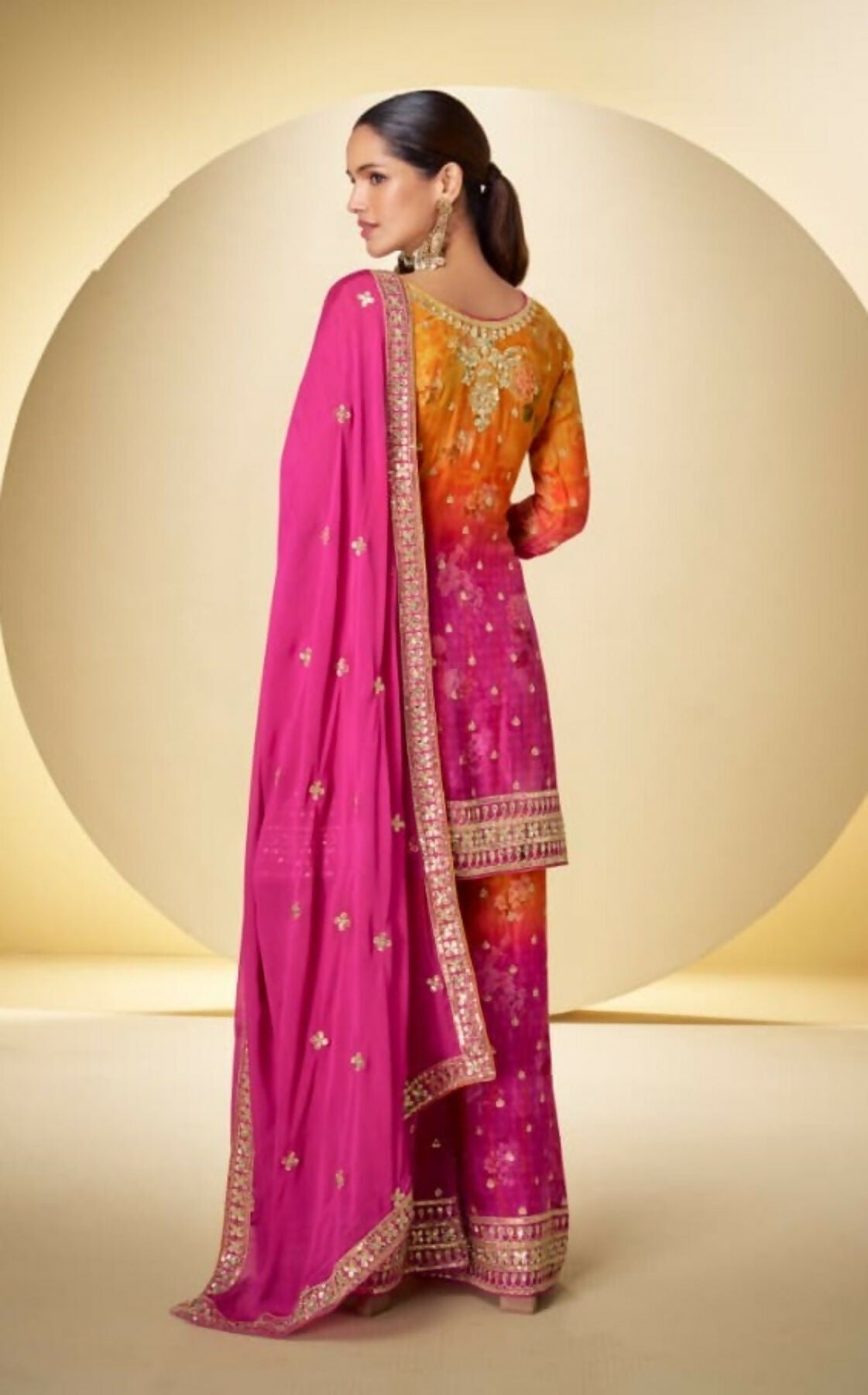 Anaita Pink Chinon Silk Readymade Suit with Sequence Work | Grocsy