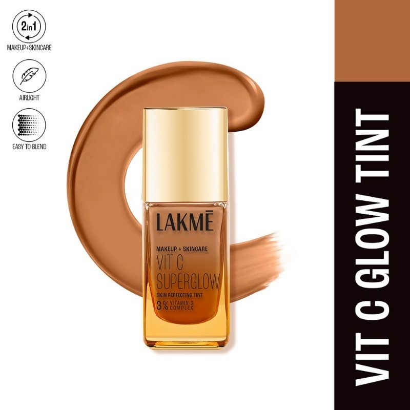 Lakme Vitamin C Superglow Skin Perfecting Tint with 3% Vit C - Cool Walnut | Grocsy
