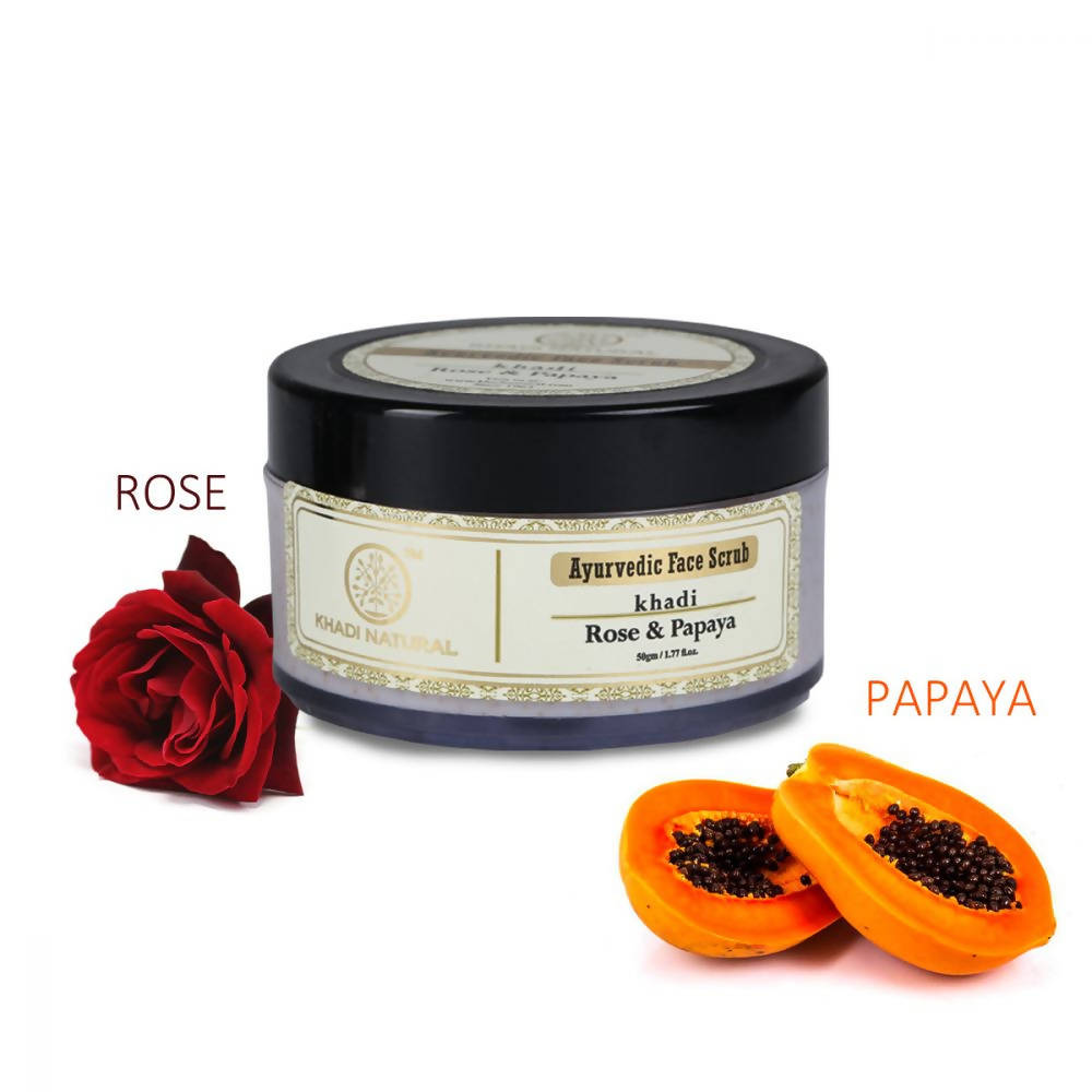 Khadi Natural Rose & Papaya Ayurvedic Face Scrub | Grocsy