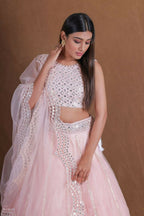 Pink Zari Foil Mirror Embroidery Work Lehenga Choli With Dupatta - Jihu Culture | Grocsy