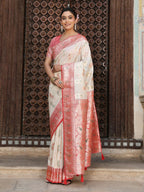Shree Shyam Fashion White Silk Saree | Grocsy