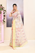 Piyari Fashion Women's White Embellished Cotton Blend Printed Saree | Grocsy