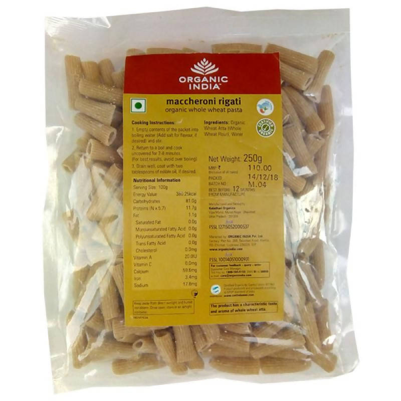 Organic India Maccheroni Rigati Organic Whole Wheat Pasta | Grocsy