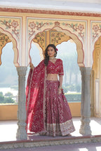 Lorenvalley Ranipink Pure Viscose Jacquard With Embroidered Sequins work Lehenga Choli | Grocsy