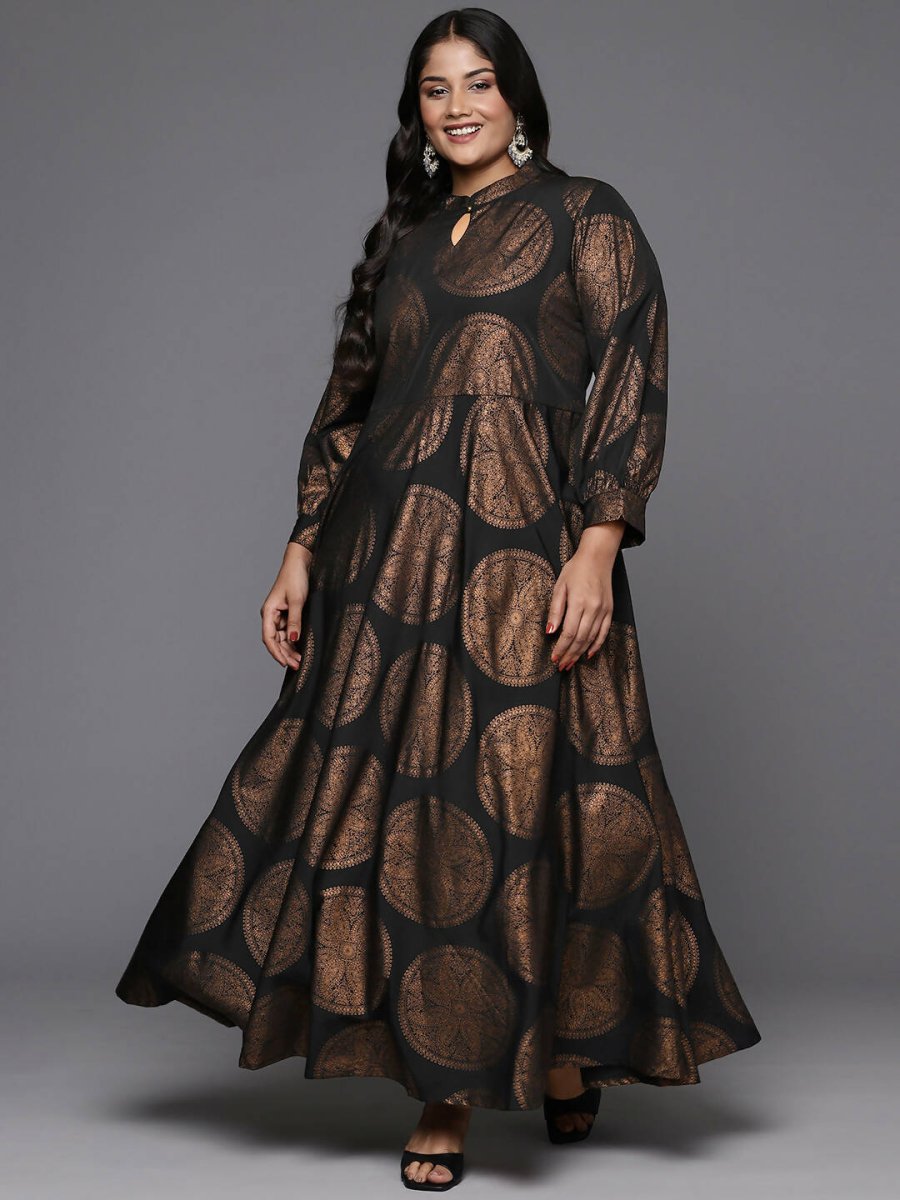 Ahalyaa Women's Traditional wear Ethnic Dress - Black | Grocsy