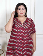 Miravan Women's Plus Size Relaxed Fit Red Floral Printed A-Line Pure Cotton Kurta | Grocsy