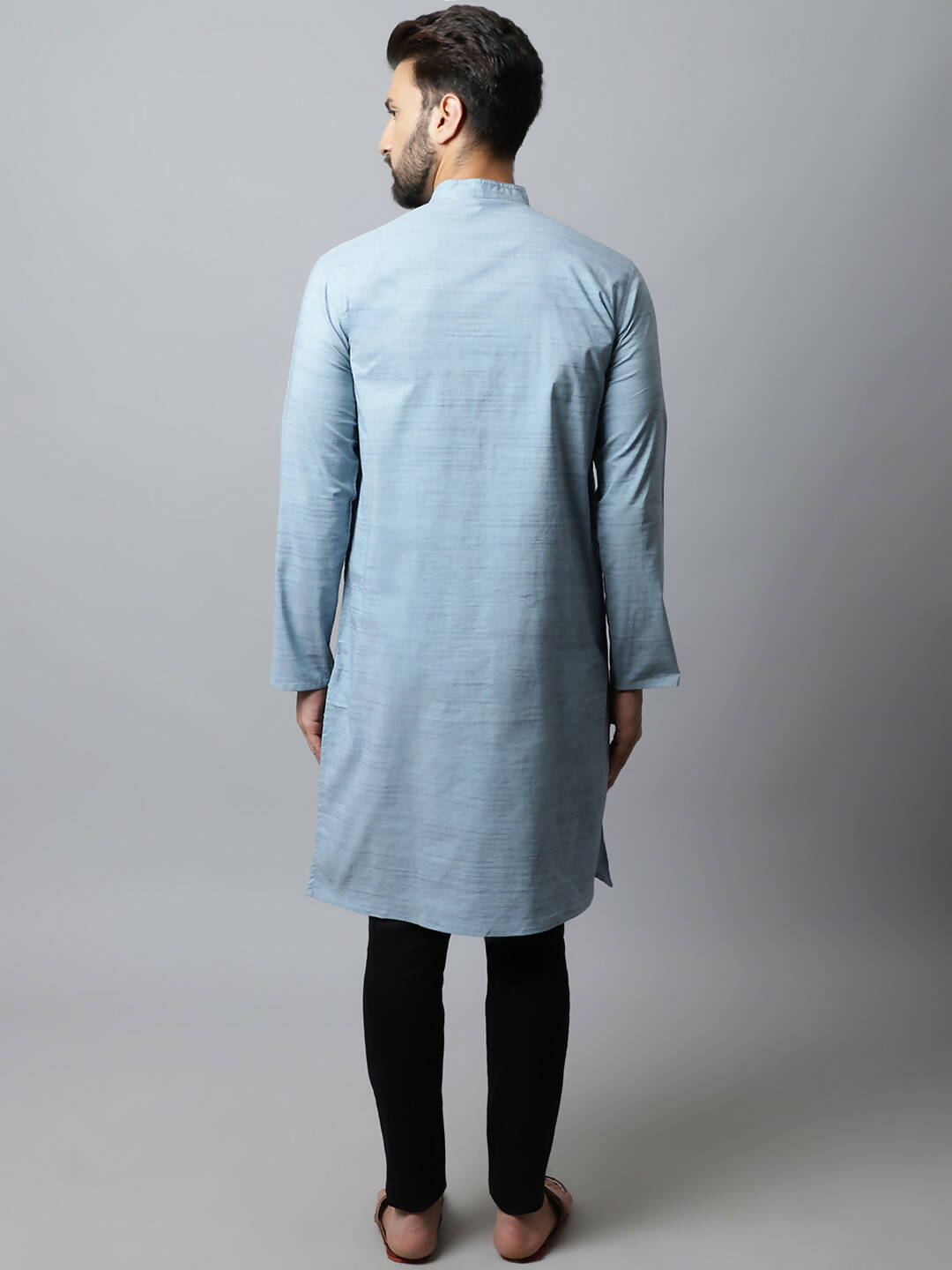 Even Apparels Blue Color Cotton Pure Cotton Men's Kurta With Side Placket (SLD1156) | Grocsy