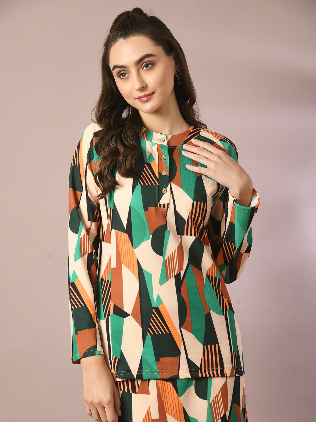 Myshka Women's Multi Printed Round Neck Party Top With Skirt Co-ord set | Grocsy