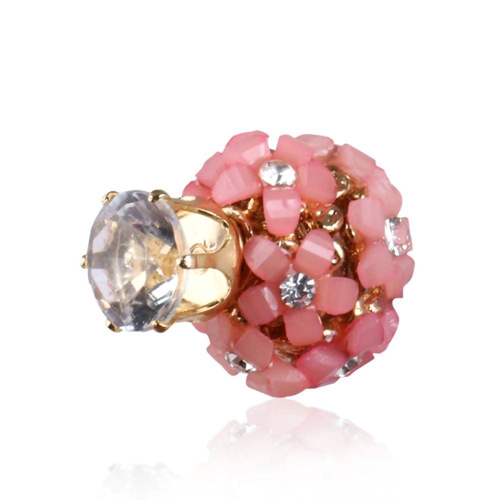 Trendoo Jewelry Gold-Polished Stylish Fancy Party Wear Pink Studs | Grocsy
