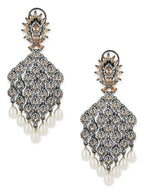 Champaign & Pearl Drop Earrings- Ruby Raang | Grocsy