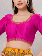 Joban Fashion Women Silk Purple Stitched Blouse | Grocsy