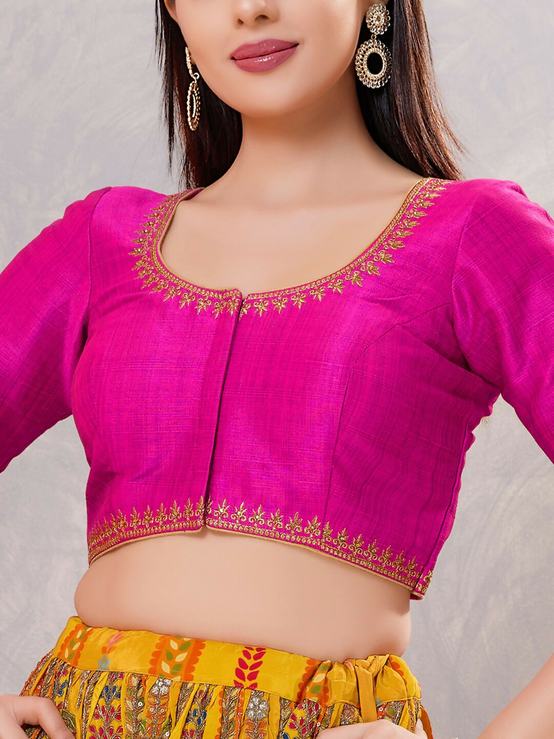 Joban Fashion Women Silk Purple Stitched Blouse | Grocsy