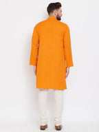 Even Apparels Pure Cotton Men's Kurta With Band Collar in Yellow Color | Grocsy