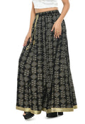 Mominos Fashion Moeza Cotton Black Printed Lehenga (Lancha) | Grocsy