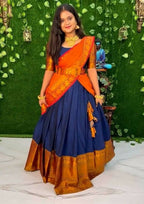 DEIANA'S Beautiful KanJivaram Silk Jari Lahengha Choli - Blue | Grocsy