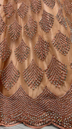 Jyoti Fashion Women's Peach Bridal Net Fancy Dori & Multi Thread Embroidered with Zircon Diamond Work Wedding Lehenga Choli | Grocsy
