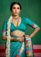 Joban Fashion Tushar Silk Green Colored With Zari Border And Designer Pallu Saree | Grocsy