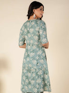 Aramya Green Soft Cotton Floral A-line Kurta for Women | Grocsy