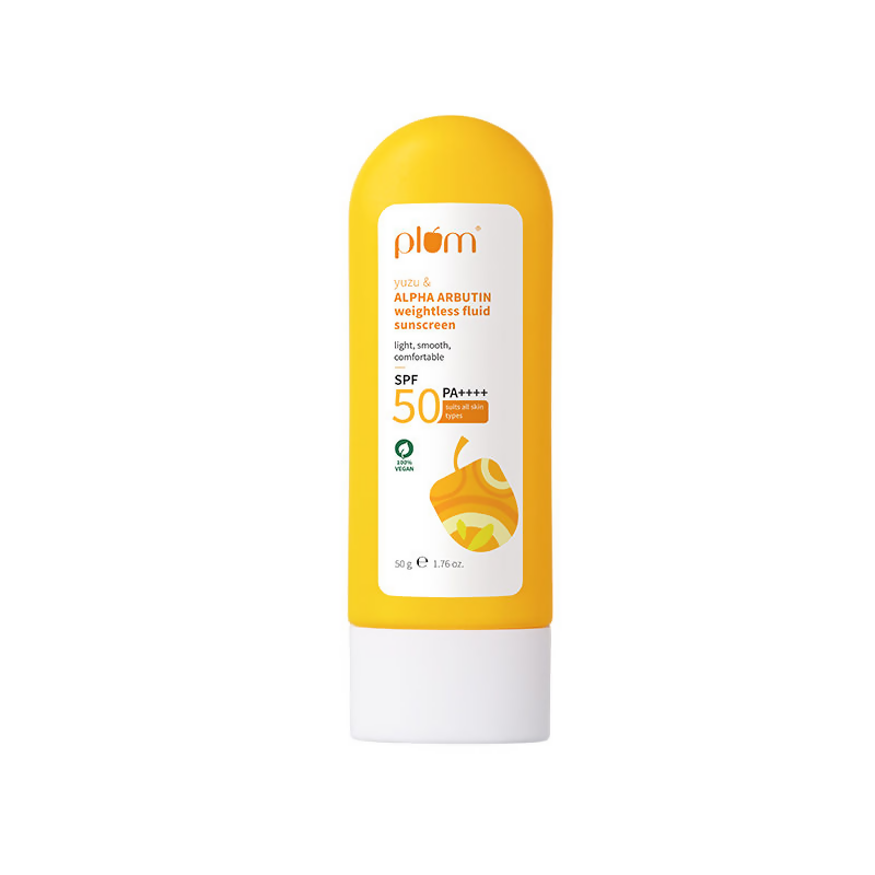Plum Yuzu & Alpha Arbutin Weightless Fluid Sunscreen SPF 50 PA++++ | Grocsy