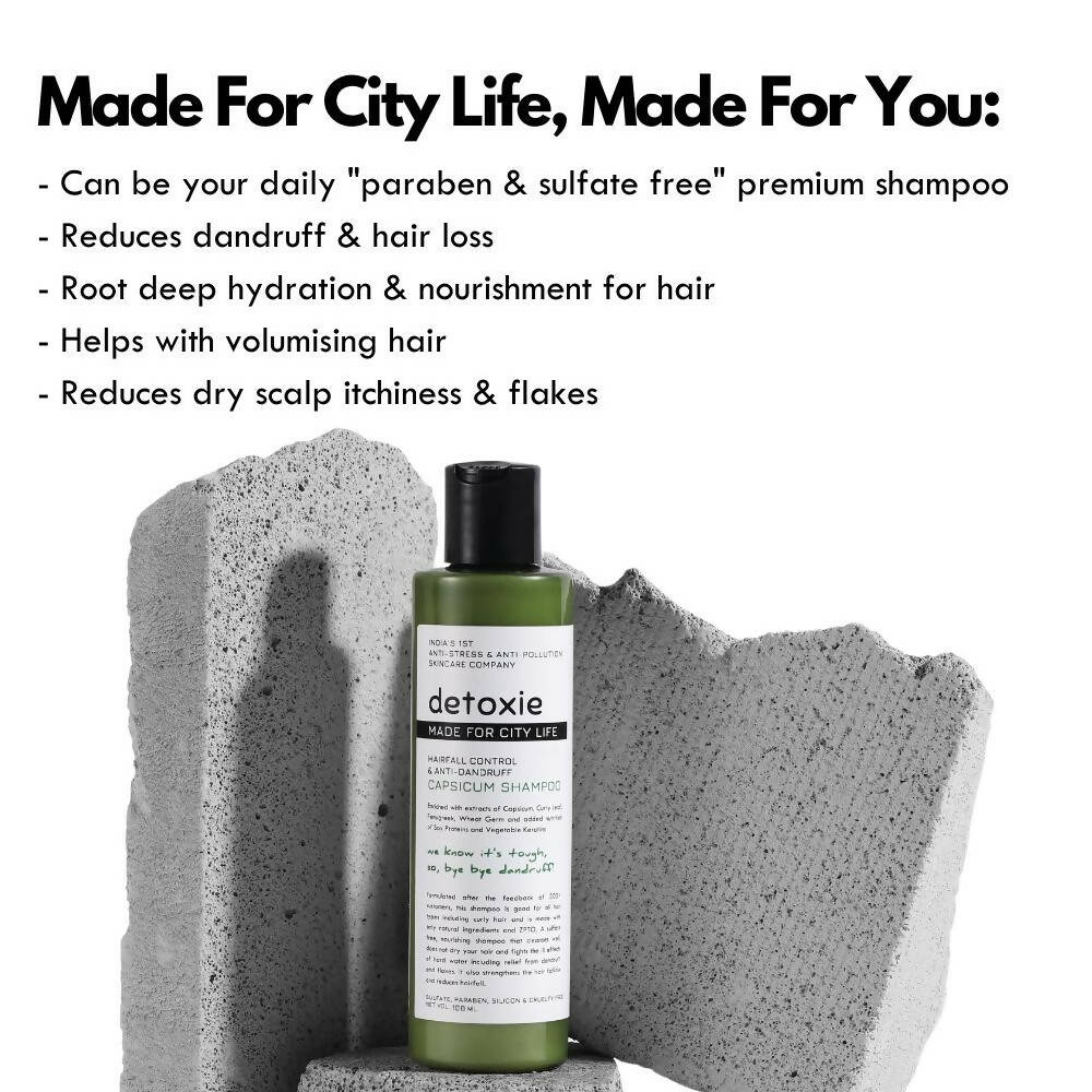 Detoxie Hairfall Control & Anti-Dandruff Capsicum Shampoo | Grocsy