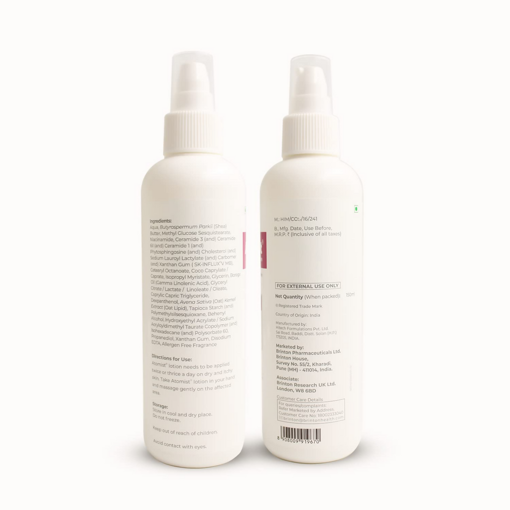 Brinton Atomist Lotion For Dry and Itchy Skin, Skin Friendly With Ceramides & Oats | Grocsy