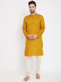 Even Apparels Yellow Rayon Wedding Men's Kurta For Haldi | Grocsy