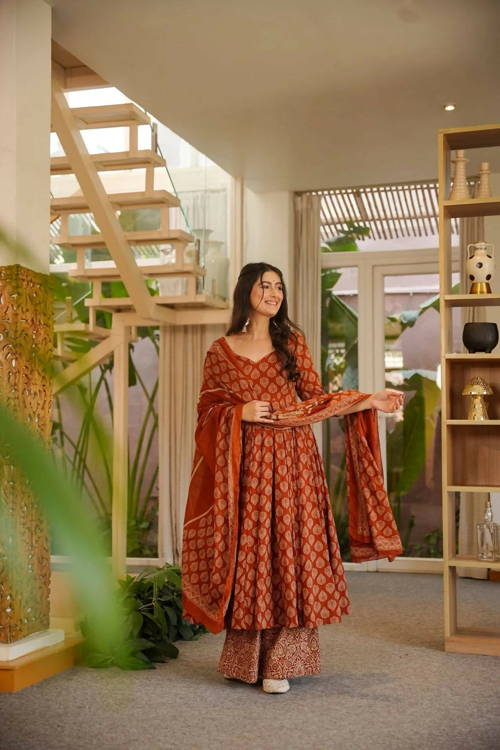 Aayaa Designer Cotton Silk Suit - Maroon | Grocsy