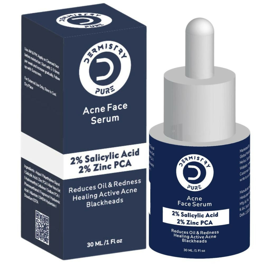 Dermistry Pure 2% Salicylic Acid 2% Zinc Face Serum For Oily Acne Prone Skin Black & Whitehead Scars | Grocsy