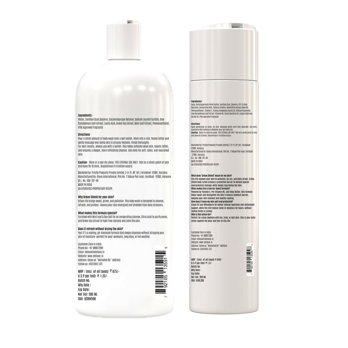 Detoxie Body Wash & Body Lotion Combo - Urban Shield | Grocsy